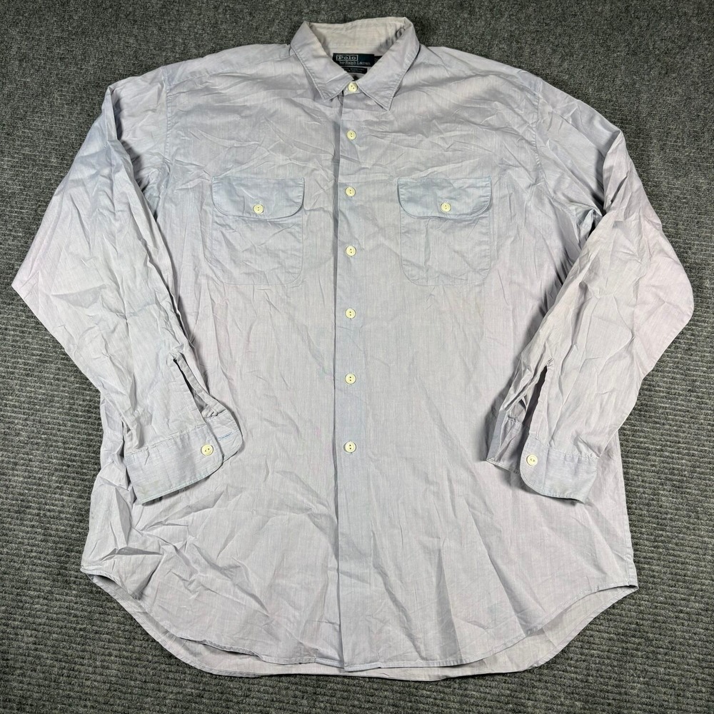 Polo Ralph Lauren Java Workshirt Mens XL Blue Good Cotton Dual Flap Pocket